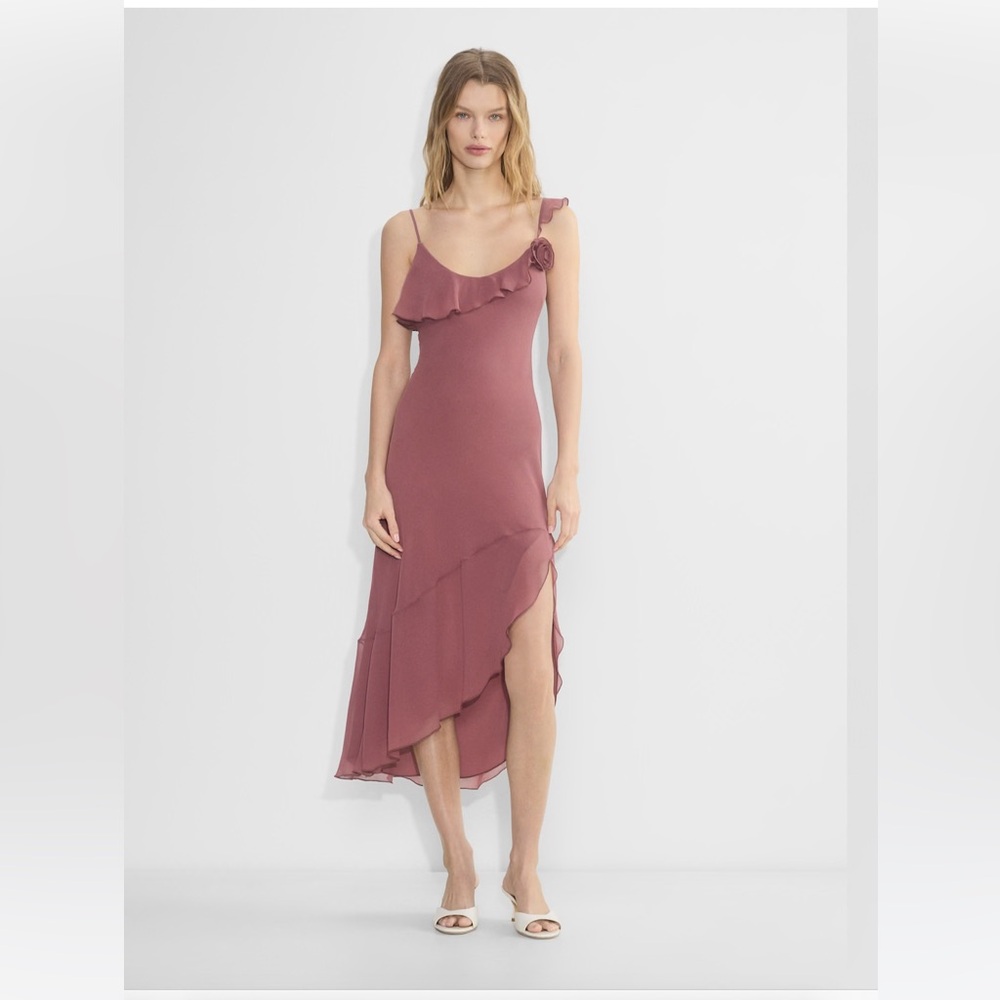 Wilfred Dusty Pink Dress Ruffle Midi New Size XS